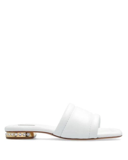 Casadei White Galaxy Leather Mules