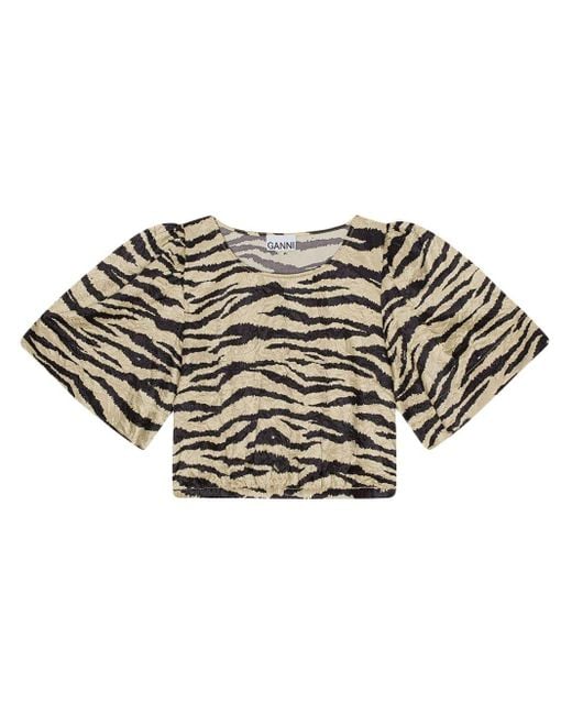 Ganni Multicolor T-Shirt mit Zebra-Print
