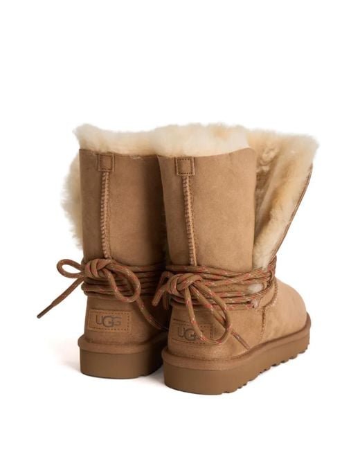 Ugg Brown Logo-Detail Shearling Boots