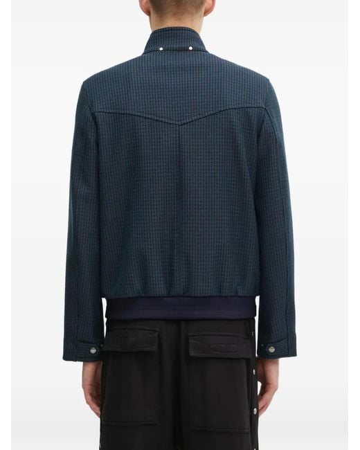 Paul Smith Blue Houndstooth Zip Jacket for men