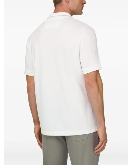 Boggi White High-Performance Piqué Polo Shirt With -Cafè Yarn for men