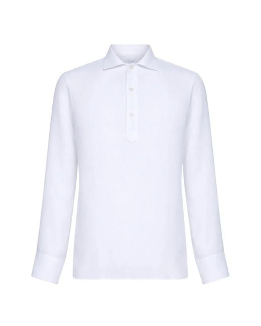Tagliatore White Button Placket Polo Shirt for men