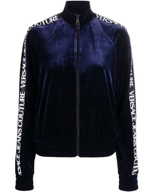 Versace Jeans Couture Blue Logo-Tape Zipped Sweatshirt