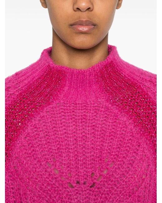 Liu Jo Pink Lurex-Detail Sweater