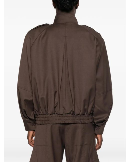 Frankie Shop Brown Kelly Epaulette-Detail Zip-Up Jacket