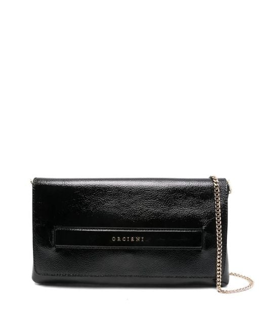 Orciani Black Leather Clutch Bag