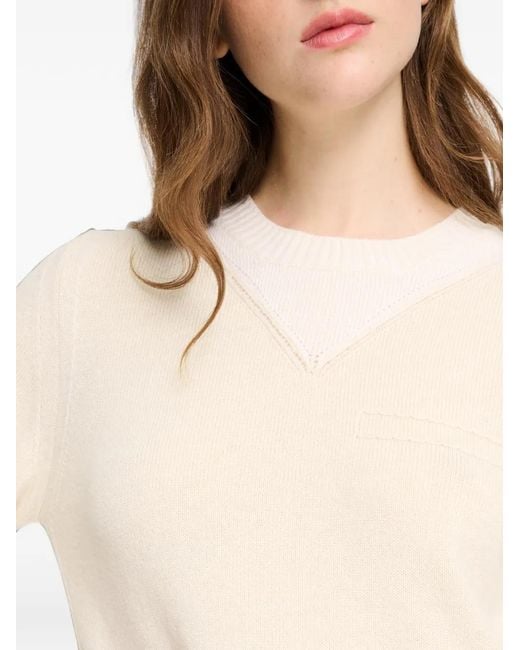 Barrie White Topstitched Cashmere Sweater