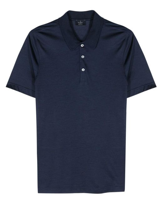 Barba Napoli Blue Mélange Silk Polo Shirt for men