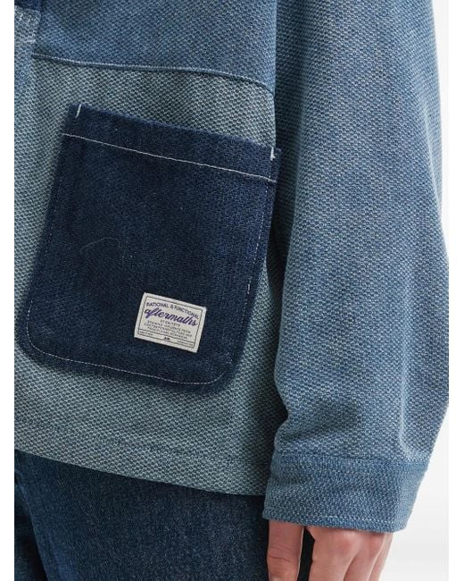 AFTERMATHS Blue Patchwork Denim Jacket for men