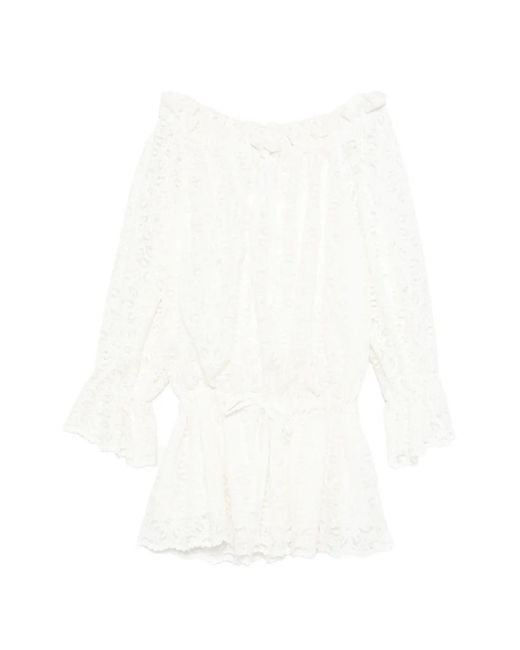 LES FILLES D'EVA Women's White Floral-Lace Mini Dress