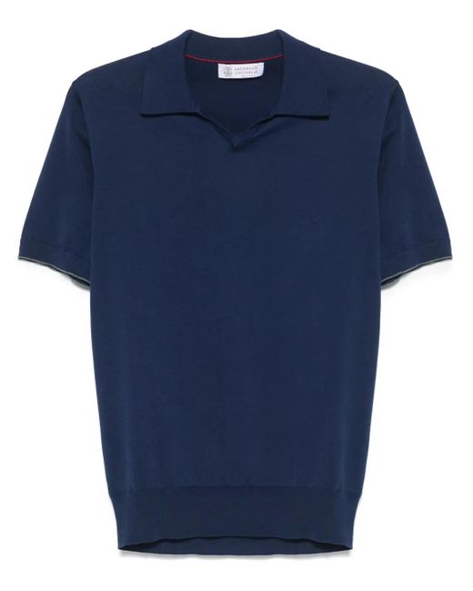 メンズ Brunello Cucinelli ファインニット Tシャツ Blue
