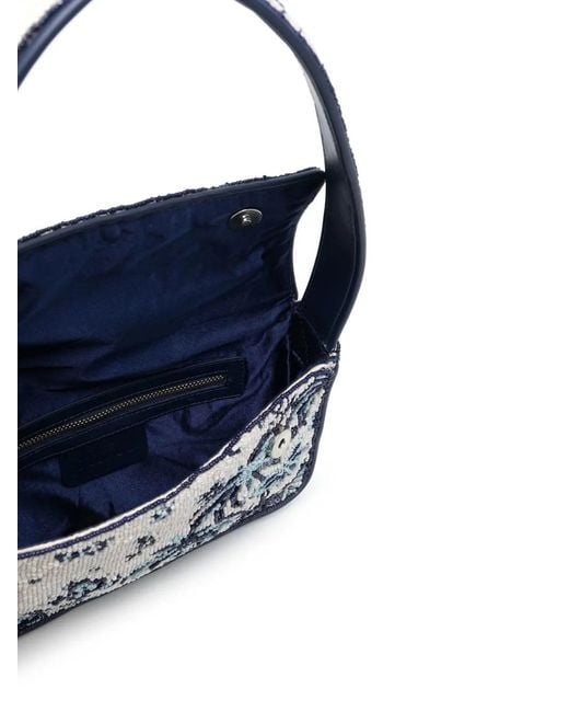 Staud Blue Tommy Beaded Shoulder Bag