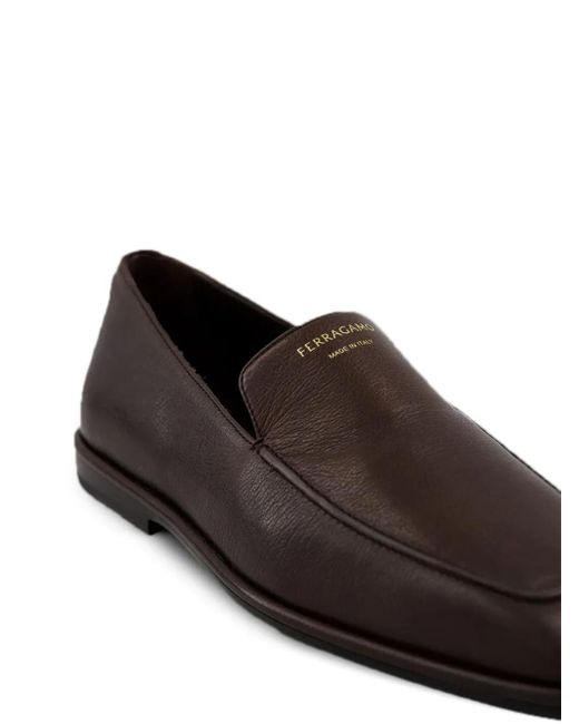Ferragamo Black Hammered Calfskin Loafers for men