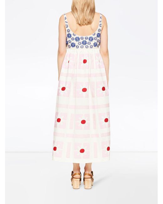 Miu Miu Crystal-embellished Floral Print Dress in White | Lyst
