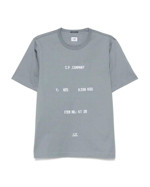 C P Company Blue Typographic-Logo Jersey T-Shirt for men