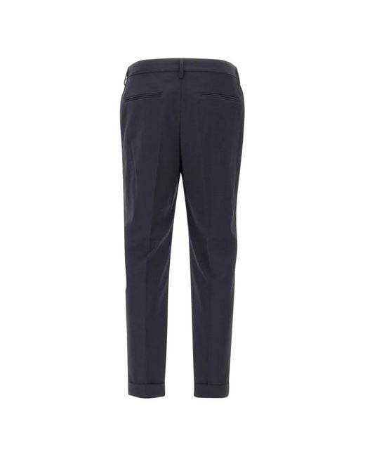 Devore Blue Front-Pleats Trousers for men