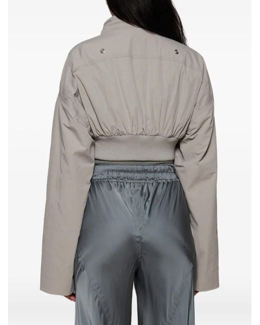 Rick Owens Gray Cropped Zip-Front Bomber Jacket