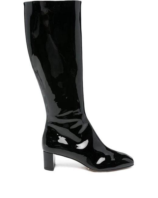 Aeyde Black 50Mm Marty Patent Calf Leather Knee-High Boots