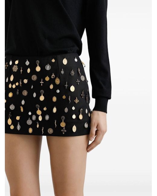 Dolce & Gabbana Black Charm-Embellished Mini Skirt