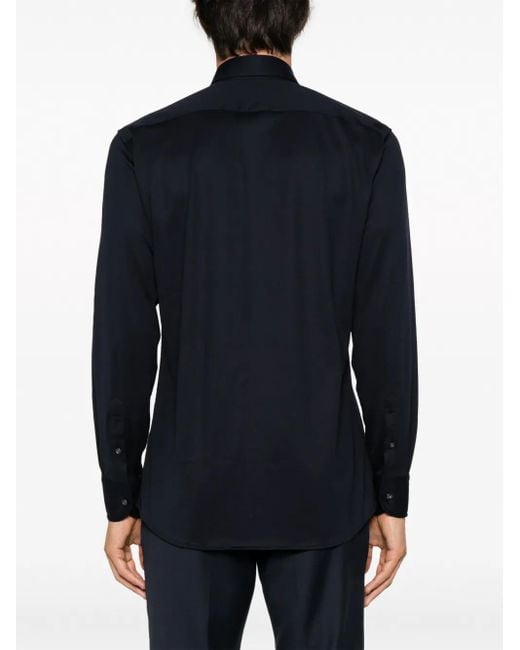 Boggi Blue Long-Sleeve Cotton Shirt for men