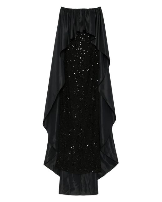 Nissa Black Cape Lace Gown