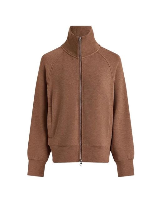 Varley Brown Tyde Zip-Through Sweater