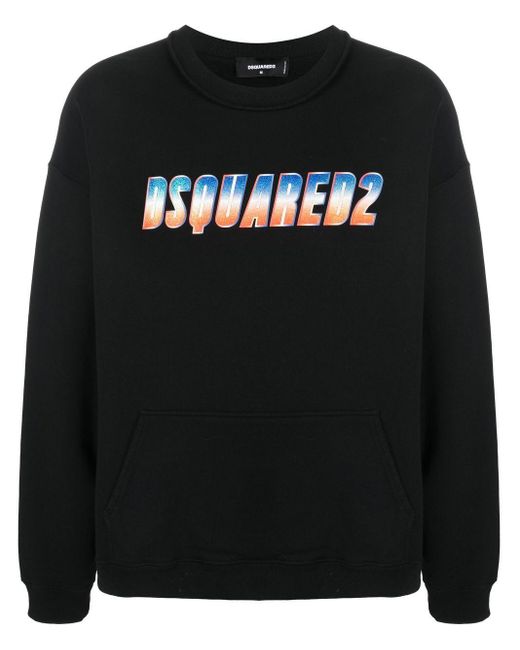 Glittery logo crew neck sweatshirt di DSquared² in Black da Uomo