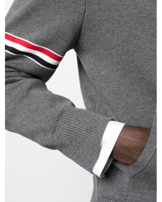 Thom Browne Gray Striped Zip-up Hoodie for men