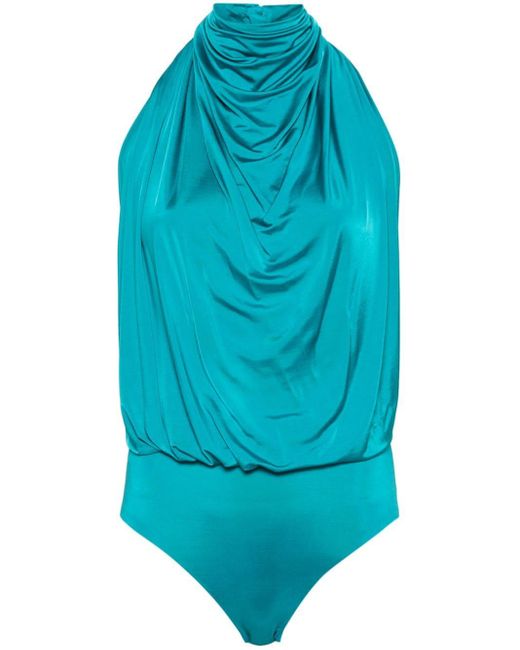 Body halterneck azul con detalles drapeados Alexandre Vauthier de color Blue