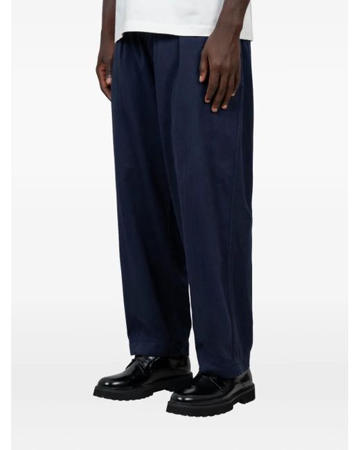 Universal Works Blue Pleated-Front Trousers for men