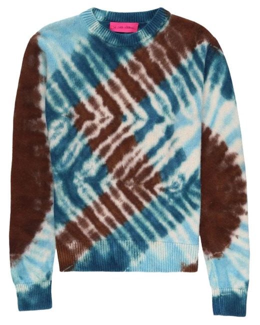 The Elder Statesman Blue Zigzag Crew-Neck Jumper for men