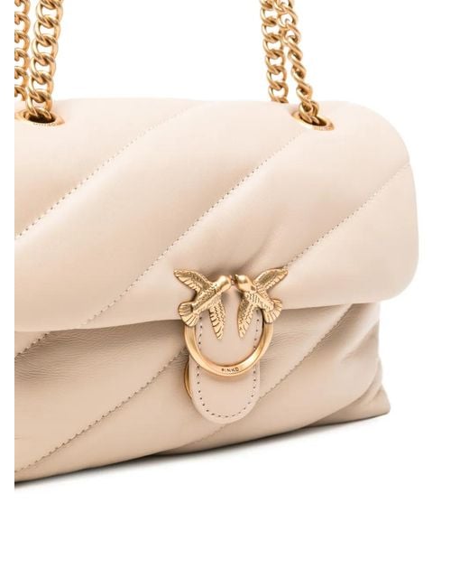 Pinko Natural Love Puff Quilted Leather Tote Bag
