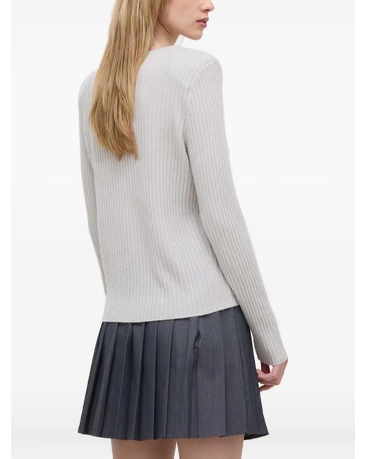IRO Gray Devora Ribbed Button-Up Cardigan