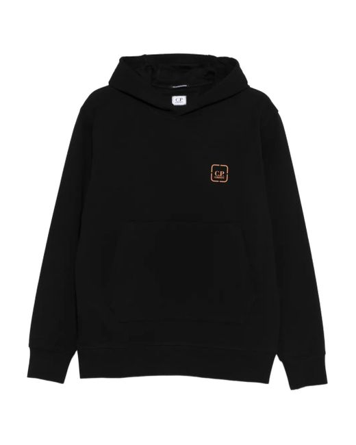 C P Company Black Logo-Patch Hoodie for men