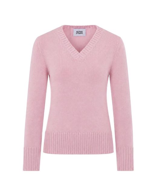 Alpha Studio Pink V-Neck Sweater