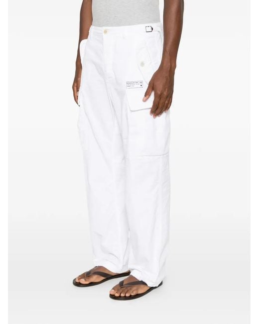 DSquared² White Logo-Patch Flap-Pocket Trousers for men