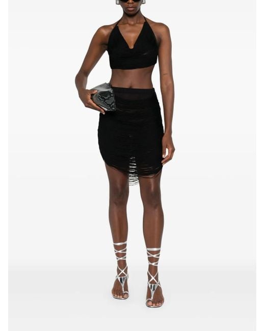 The Attico Black Multi-Strings Crop Top