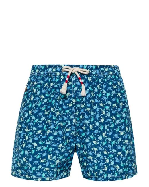 Mc2 Saint Barth Blue Crab-print Swim Shorts for men