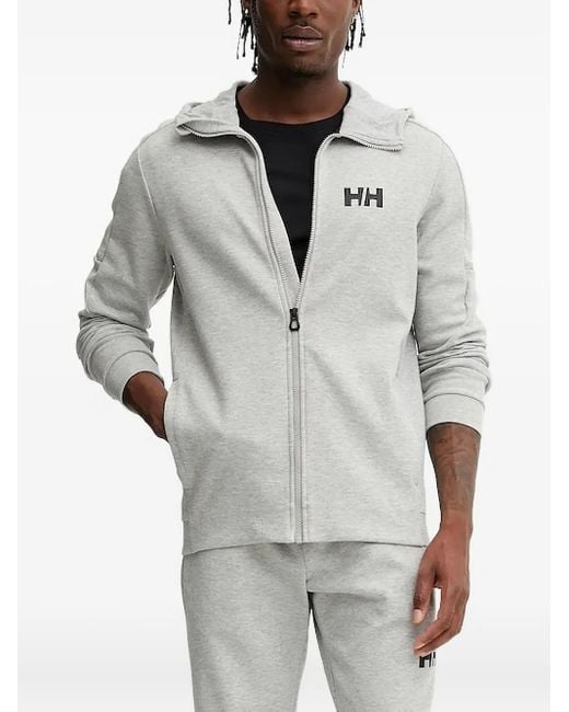 Helly Hansen Gray Logo-Detail Zip-Up Hoodie for men