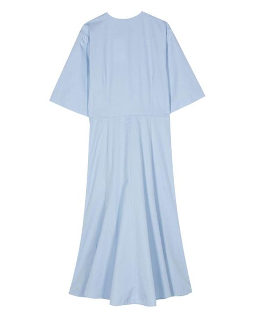 AMI Blue Ausgestelltes Popeline-Hemdkleid