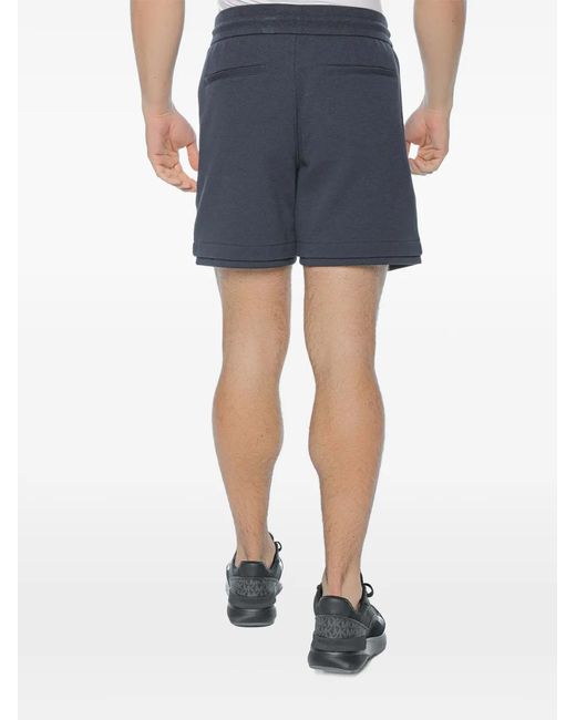 ARMANI EXCHANGE Blue Drawstring-Waist Logo-Patch Shorts for men
