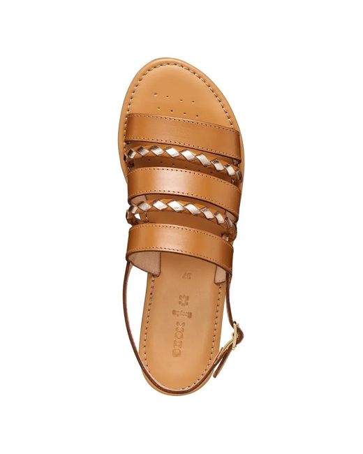 Geox Brown Sozy S Braided Multi-Strap Sandals