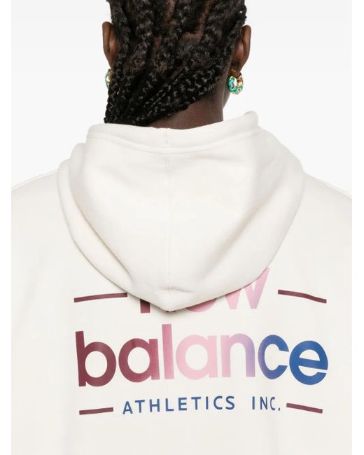 Felpa Con Cappuccio E Logo di New Balance in White