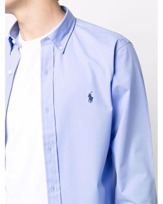 Polo Ralph Lauren Blue Classic Long Sleeve Sport Shirt for men