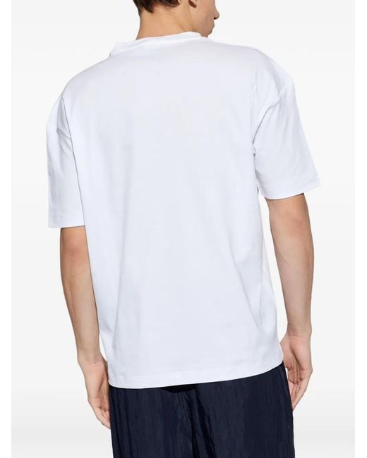 Giorgio Armani White Embroidered Crew-Neck T-Shirt for men
