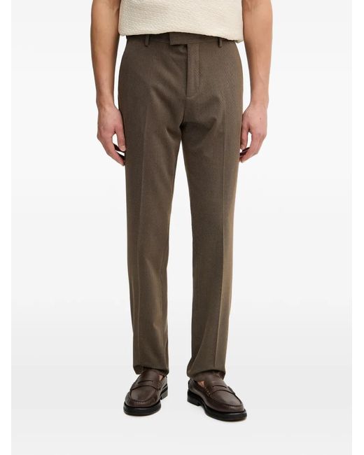 Sisley Gray Micro-Stripe Pressed-Crease Trousers for men