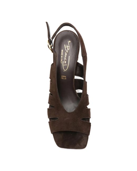 BIANCADI Brown Cutout-Detail Slingback Sandals