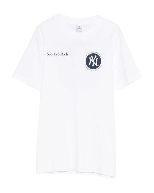 Sporty & Rich White Major League Printed T-Shirt