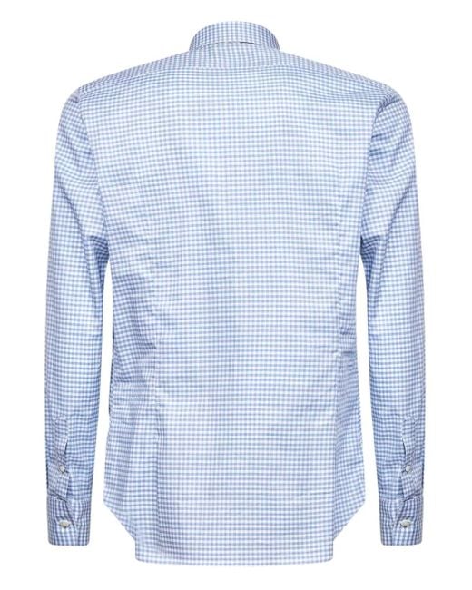 D4.0 Blue Checked Cotton Shirt for men