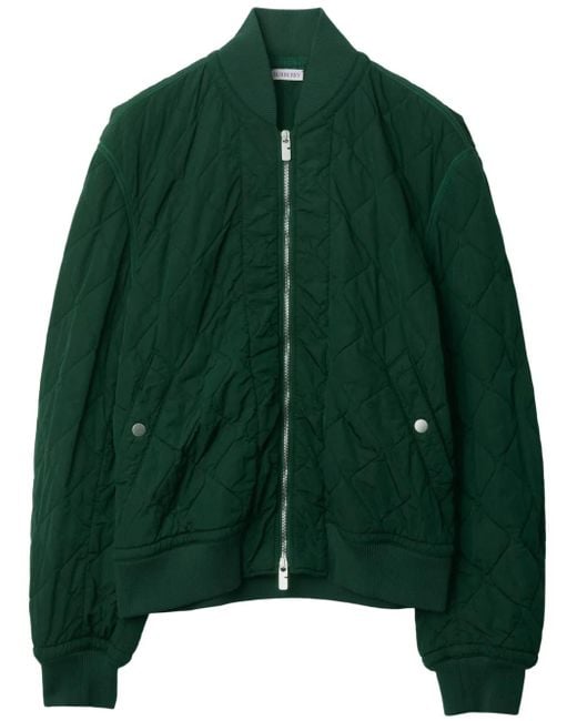 Burberry Green Quilted Nylon Bomber Jacket for men